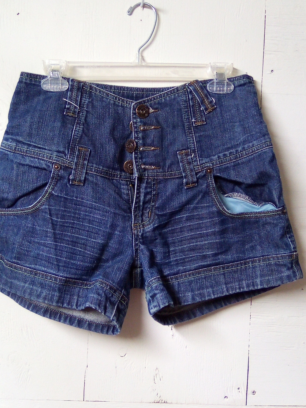 High-Waist Iris Denim Shorts - Blue ( Bag L )